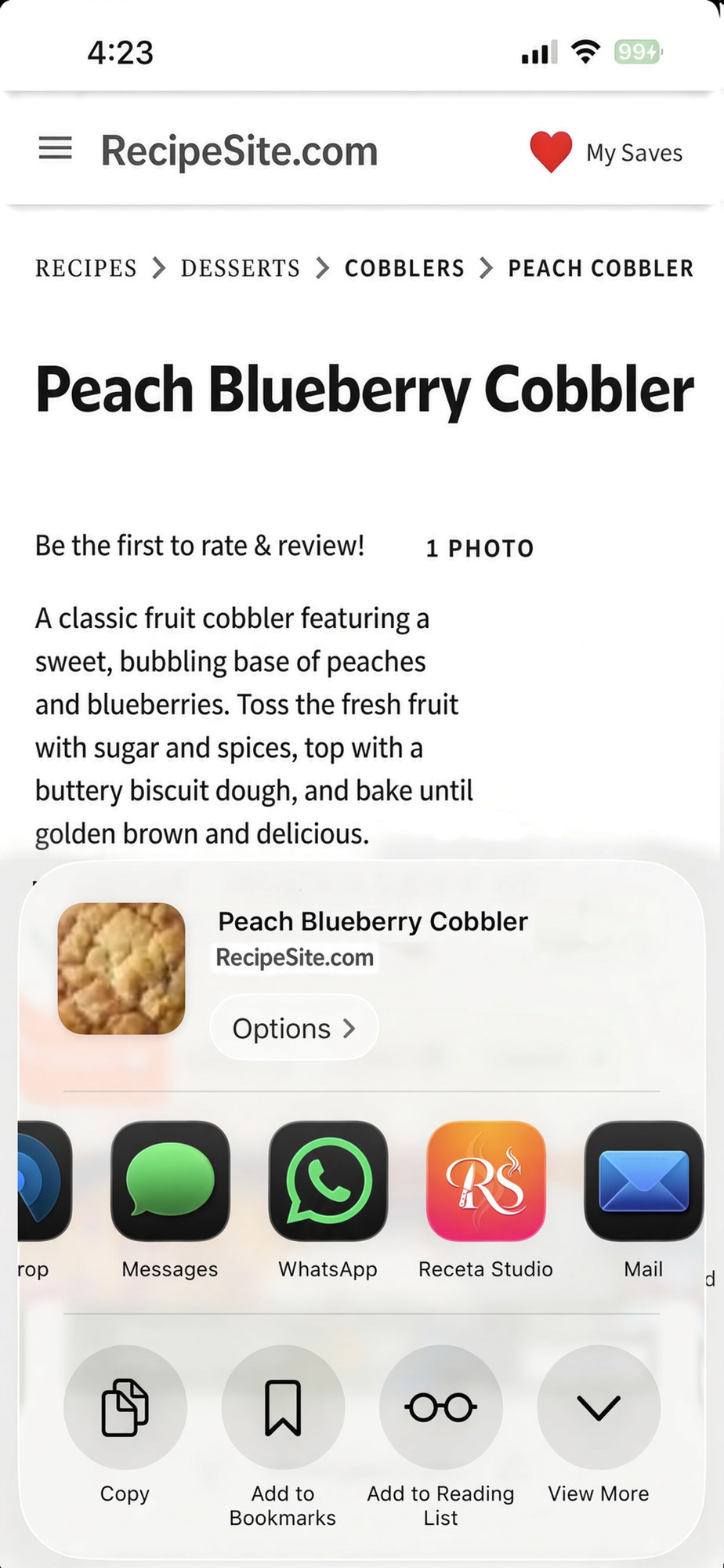 Share to Receta — coming with iPhone and Android.